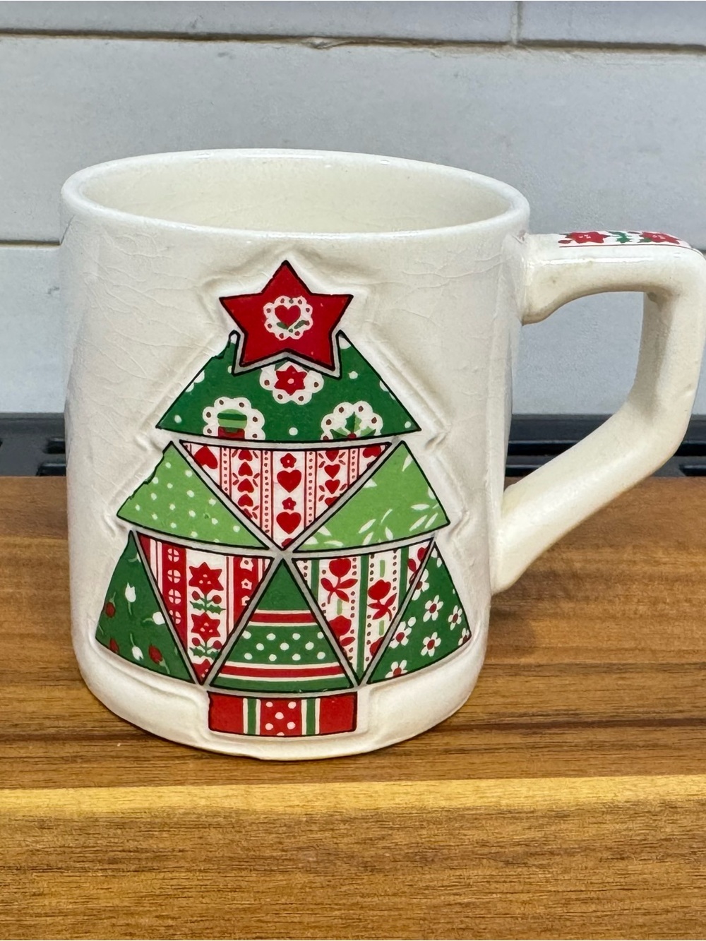 Vintage Enesco Quilted Christmas Tree Mug